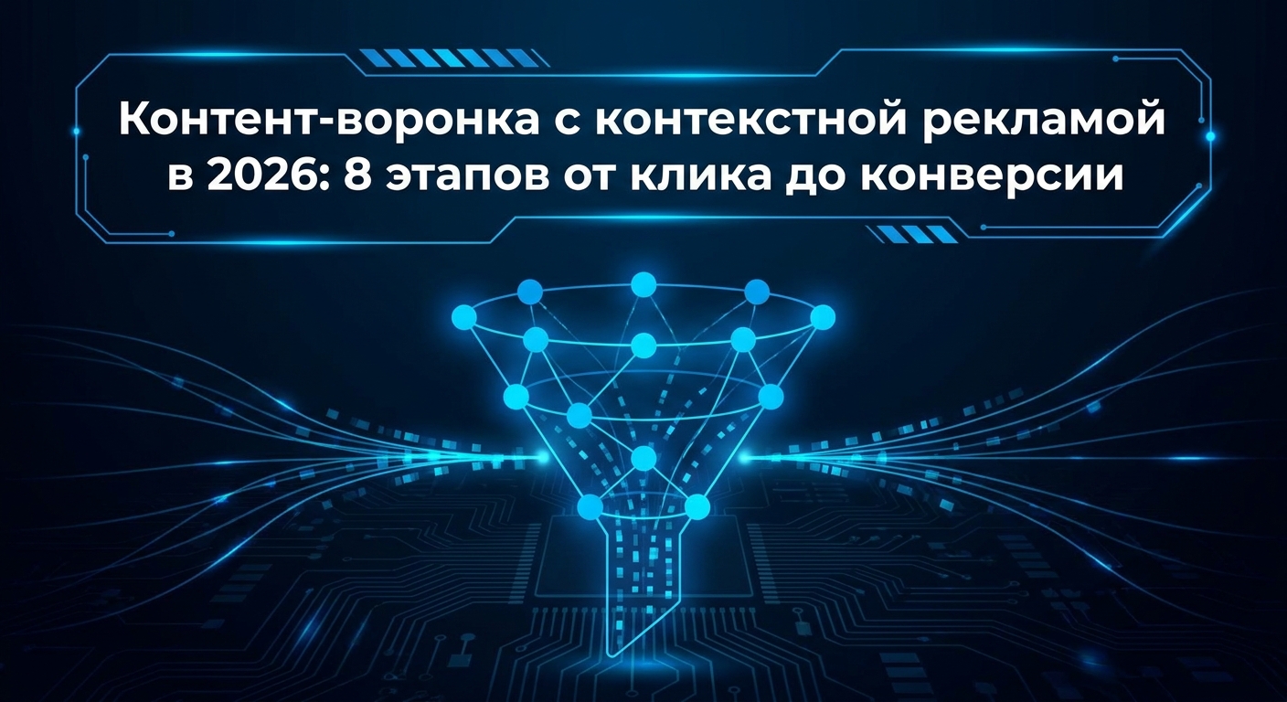 Иллюстрация: Контент-воронка с контекстной рекламой в 2026: 8 этапов от клика до конверсии