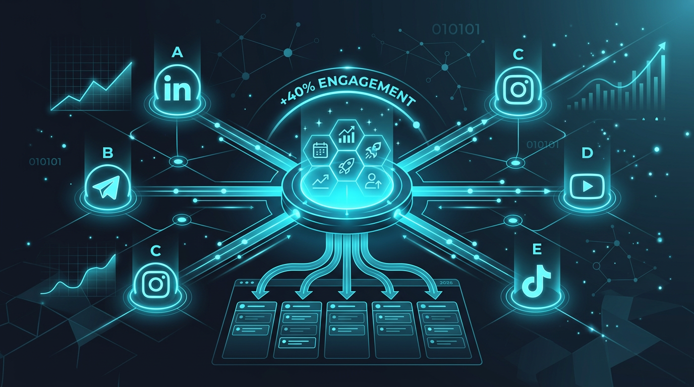 Кроссплатформенное SMM в 2026: как управлять 5 социальными сетями одним контент-планом и увеличить вовлечённость на 40%